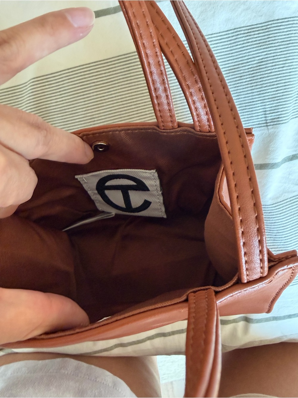 Telfar Mini Tote in Cognac Brown - Picture 3 of 6